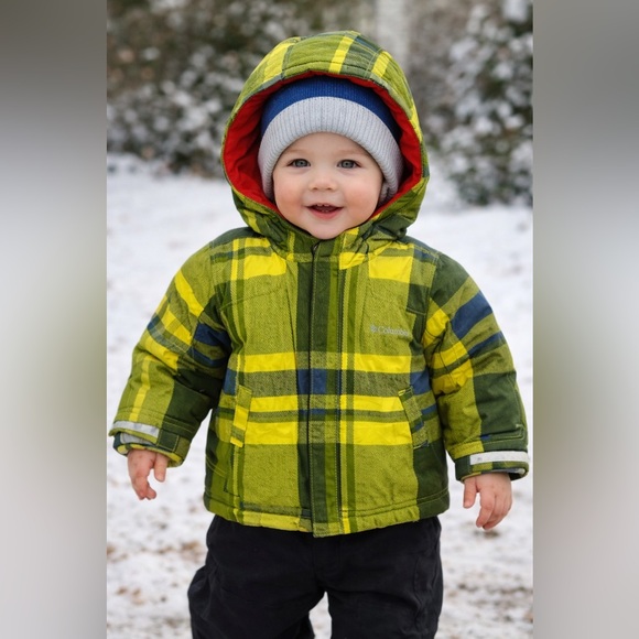 Columbia Other - Columbia Kids Plaid Jacket Size 12M Green Yellow Red Lined Coat
